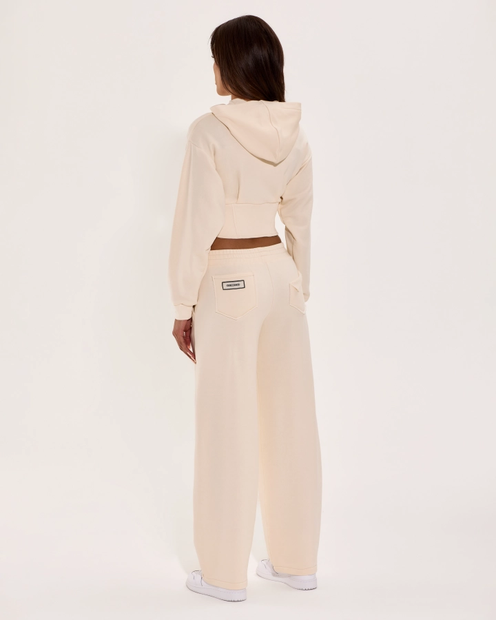Nude Corset-style hoodie with zipper – feminine & urban chic - XS